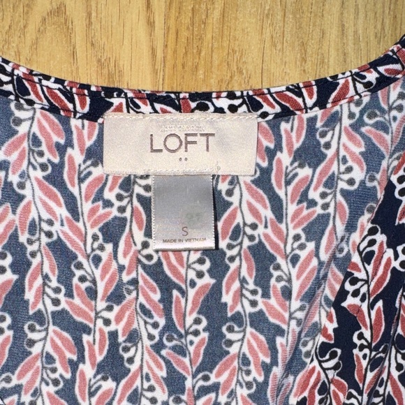 LOFT size small Pink and navy  Patterned tie Dress S 4/6 - Picture 12 of 13